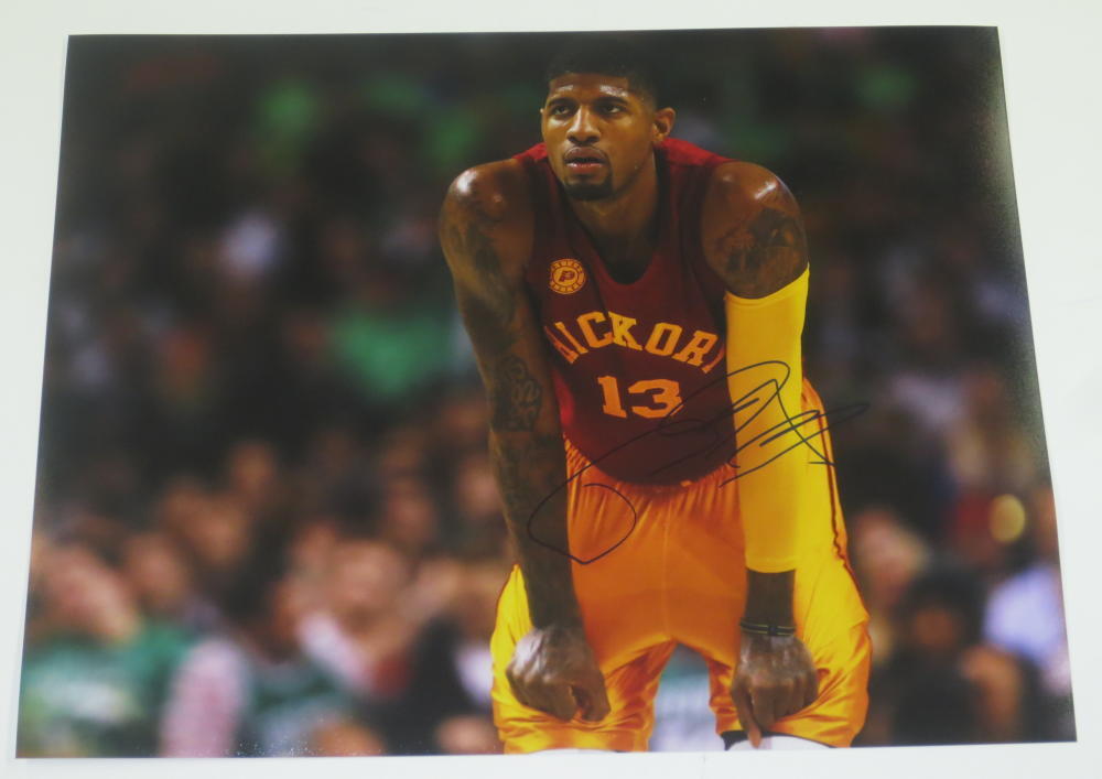 PAUL GEORGE SIGNED 11X14 PHOTO INDIANA PACERS AUTHENTIC AUTOGRAPH COA A