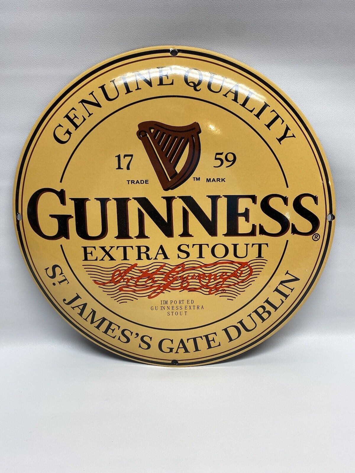 GUINNESS EXTRA STOUT PORCELAIN SIGN BREWERY SERVICE STATION GAS PUMP