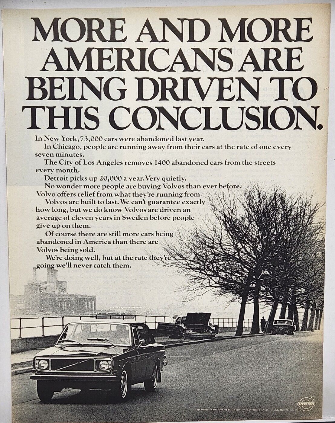 1971 Volvo More Americans Are Being Driven To This Conclusion Vintage Print Ad