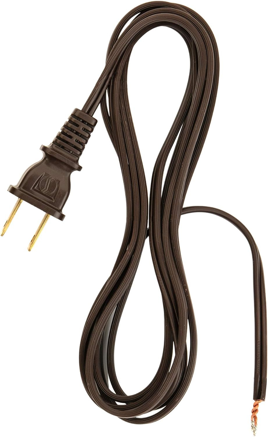 8 Ft Brown Lamp Cord, Vinyl Covered Replacement Electrical Wire, DIY Repair for 