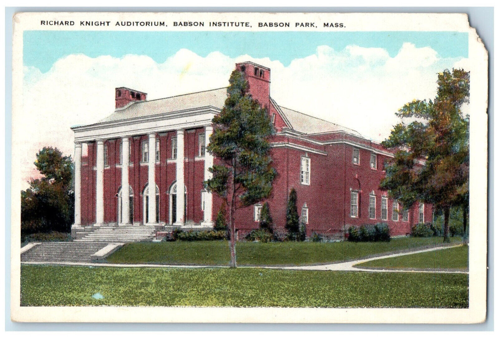 c1930's Richard Knight Auditorium Babson Institute Babson Park MA Postcard