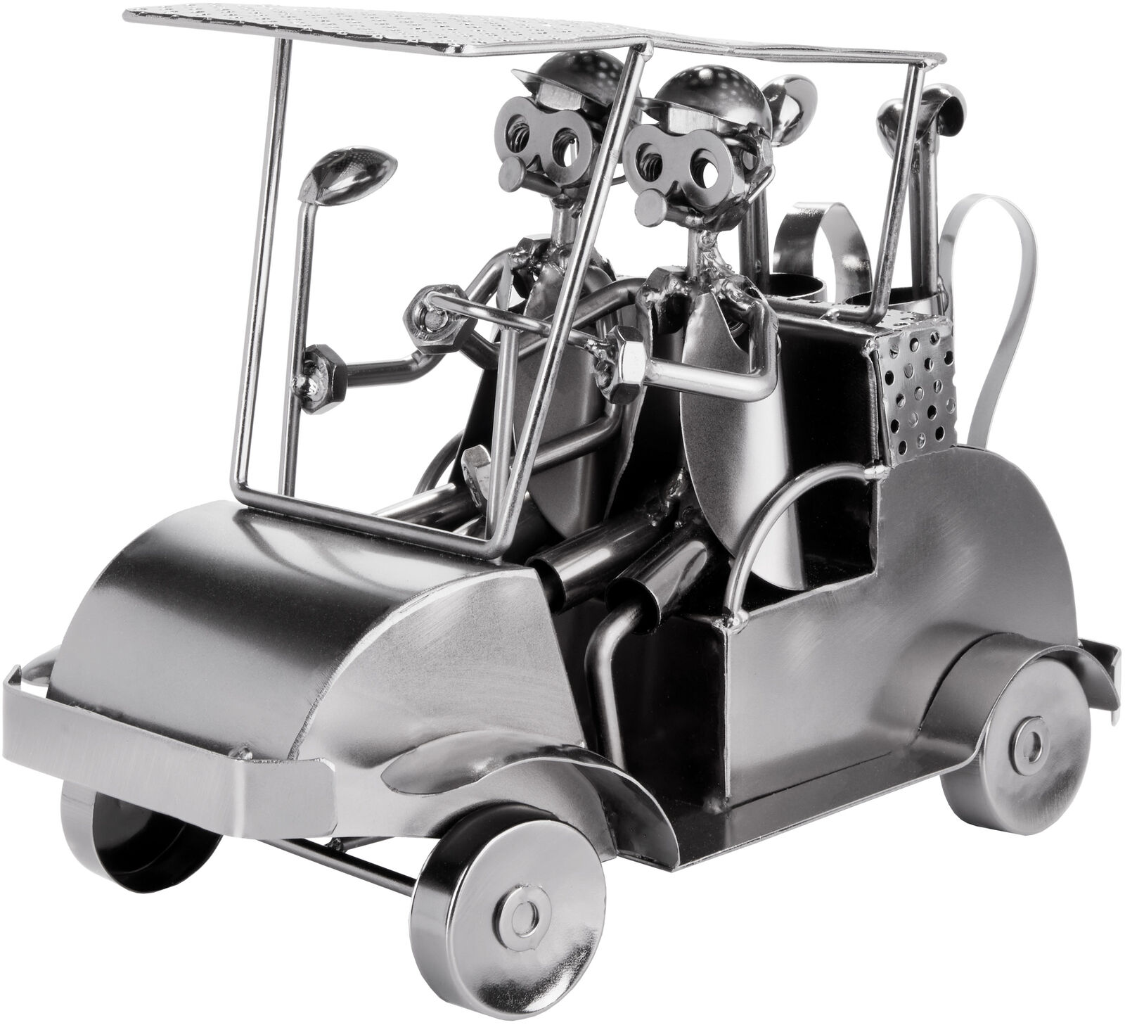 BRUBAKER Nuts and Bolts Sculpture Golf Cart - Handmade Metal Man Figure Golf
