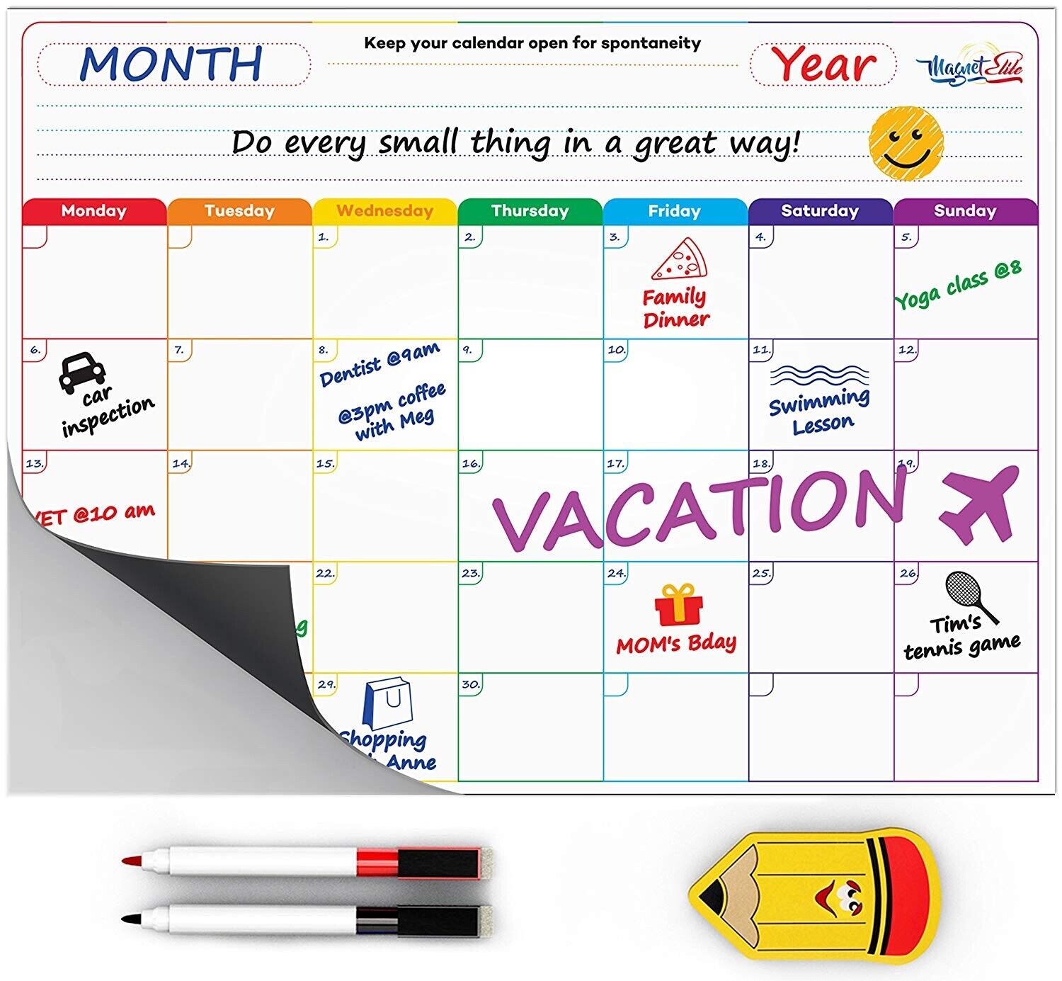 Magnetic Dry Erase Fridge Calendar - Organize Your Schedule Effortlessly