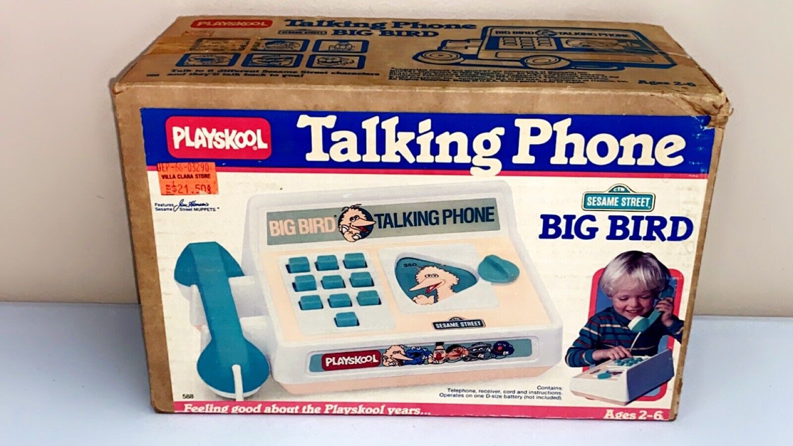 1983 Playskool Big Bird Talking Phone Sesame Street Vintage Toy Collectible
