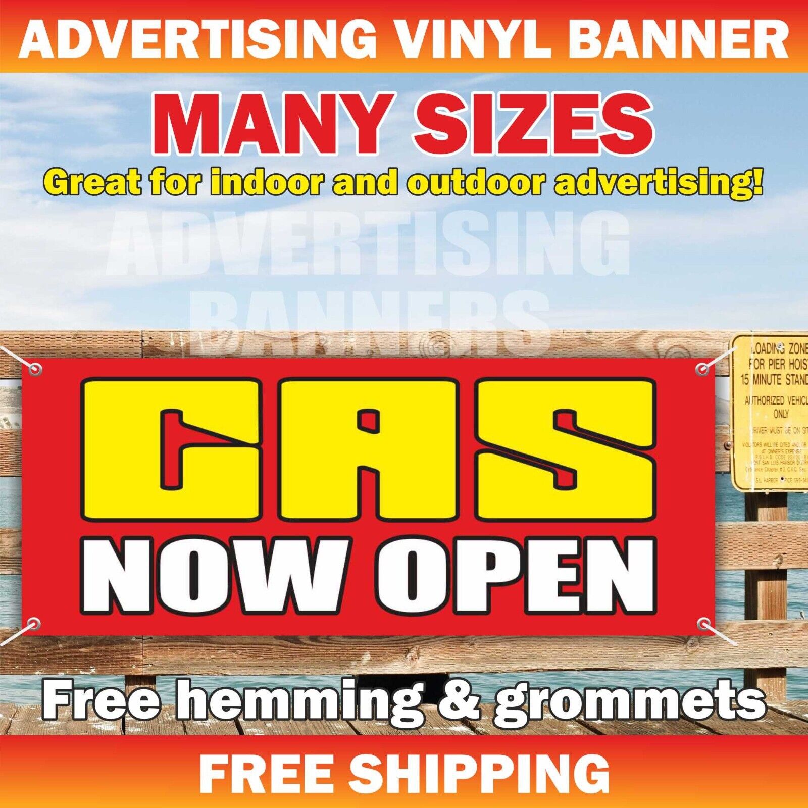 GAS NOW OPEN Advertising Banner Vinyl Mesh Sign Ethanol Gas Station Car Oil Shop