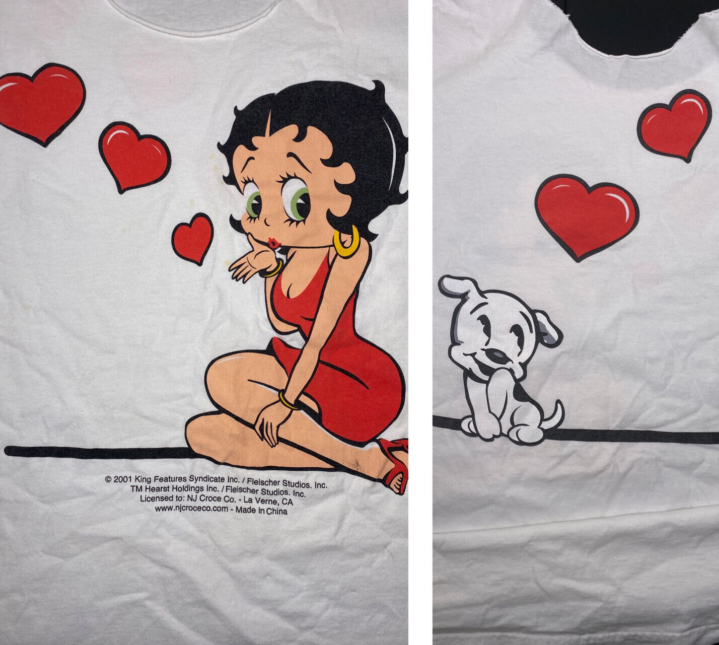 Vintage Betty Boop T-Shirt Kisses Double Sided Graphics Fleischer Studios 2XL 