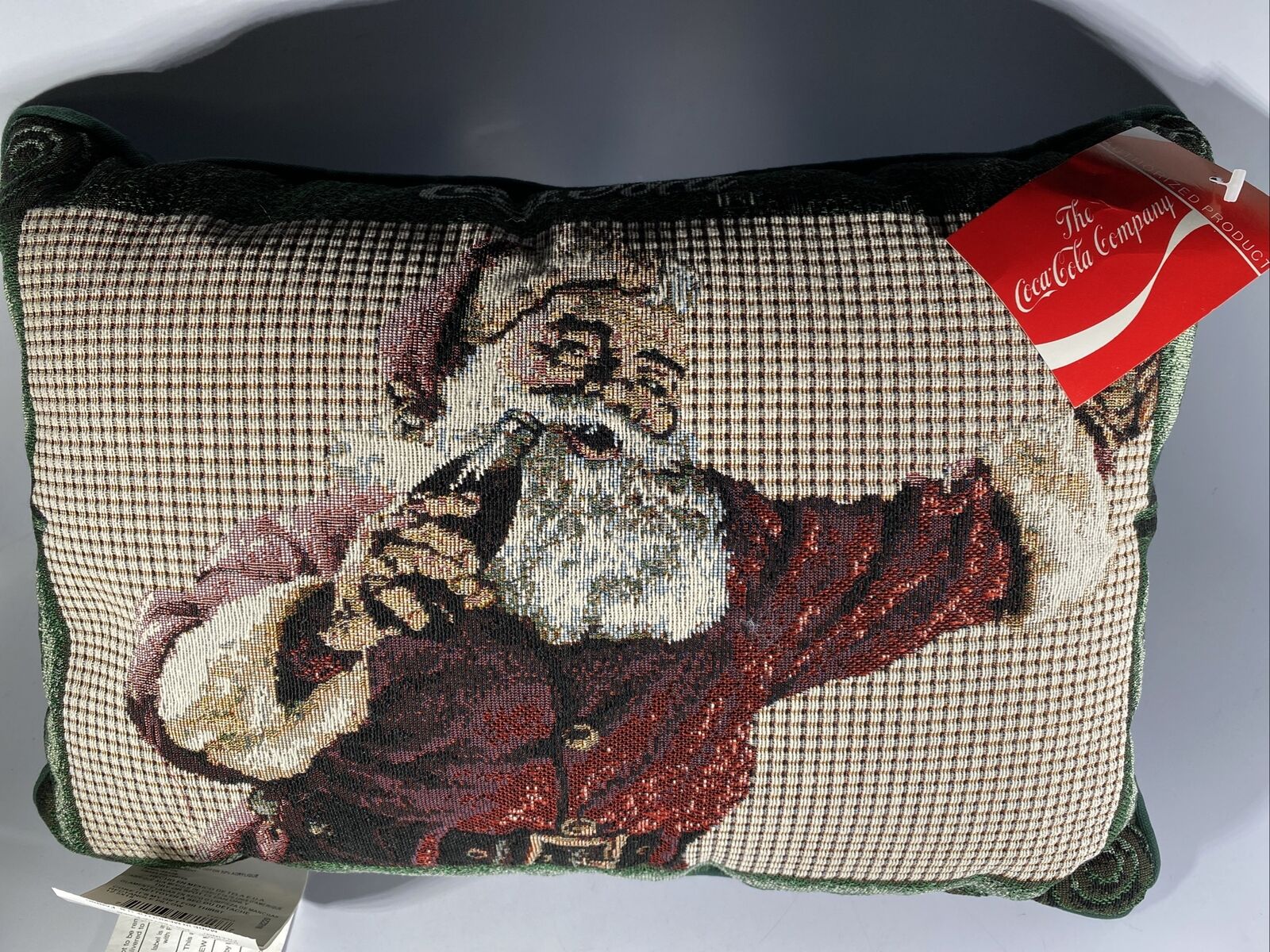 1996 Coca-Cola | Santa Drinking Cola | Christmas Tapestry Weighted Pillow Decor