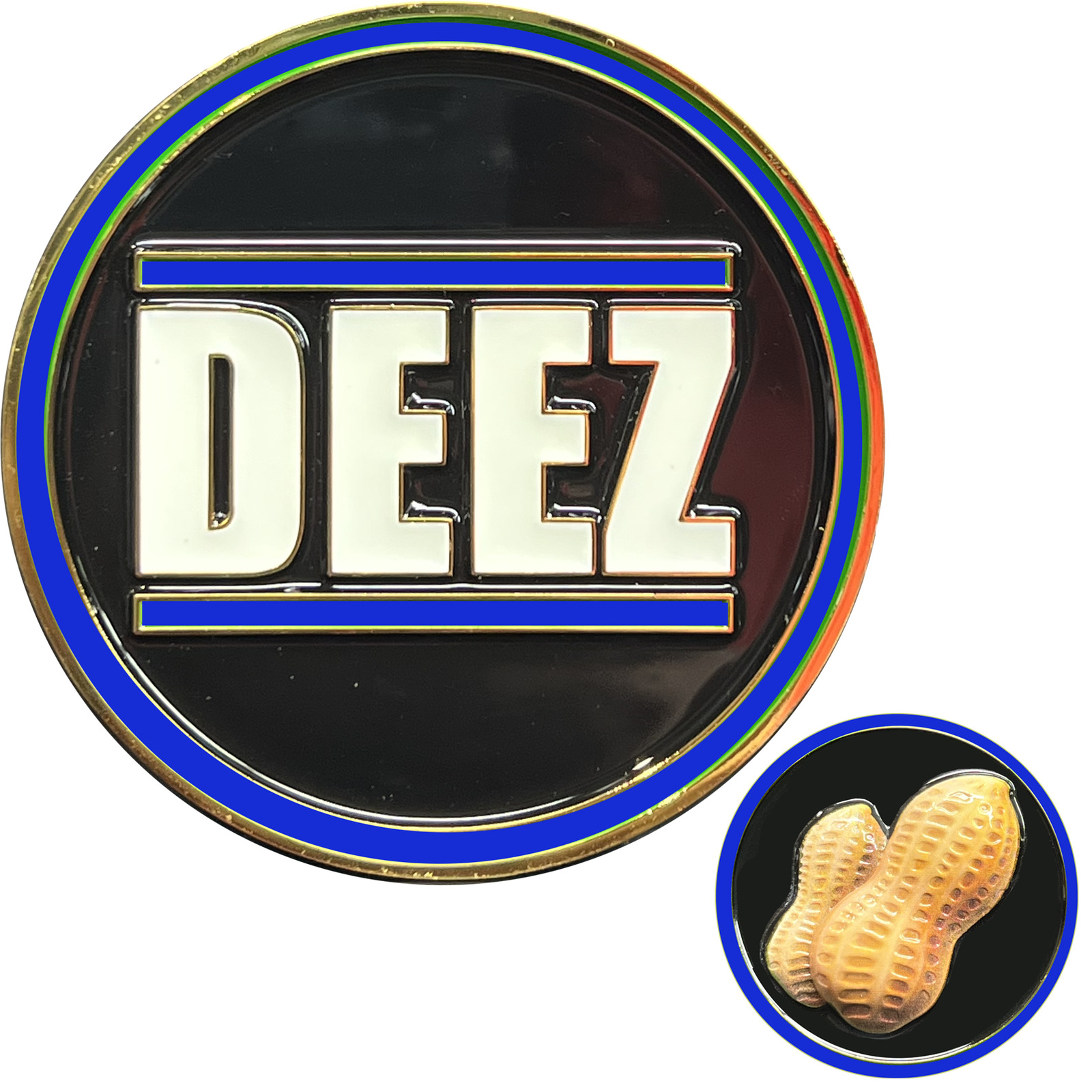 Deez Nuts challenge coin with 3D nuts Police Funny Gag Gift Thin Blue Line GL2-0