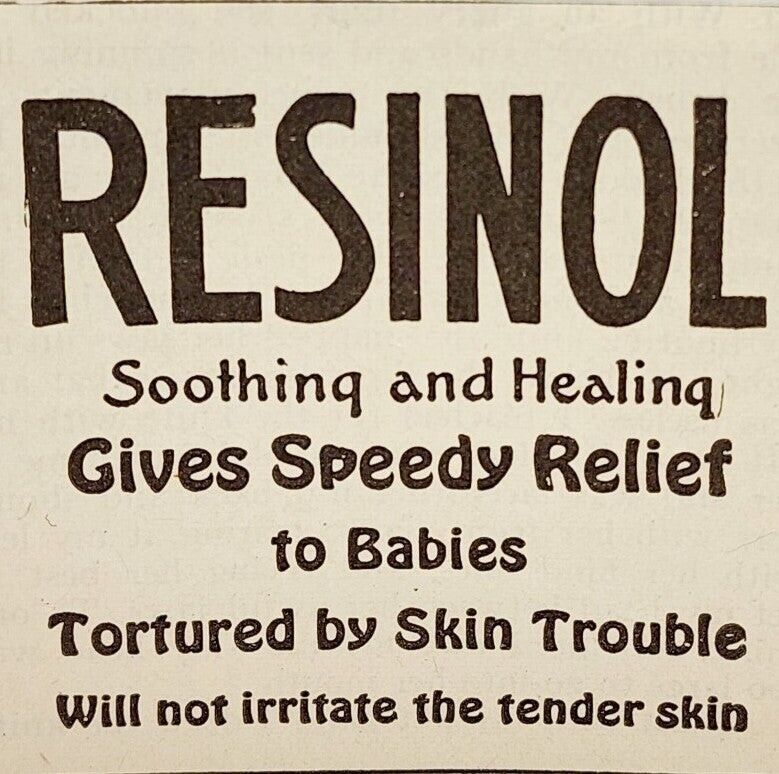 1921 Resinol Infant Health Care Skin Advertisement Medical Ephemera 2.25 x 2.25\