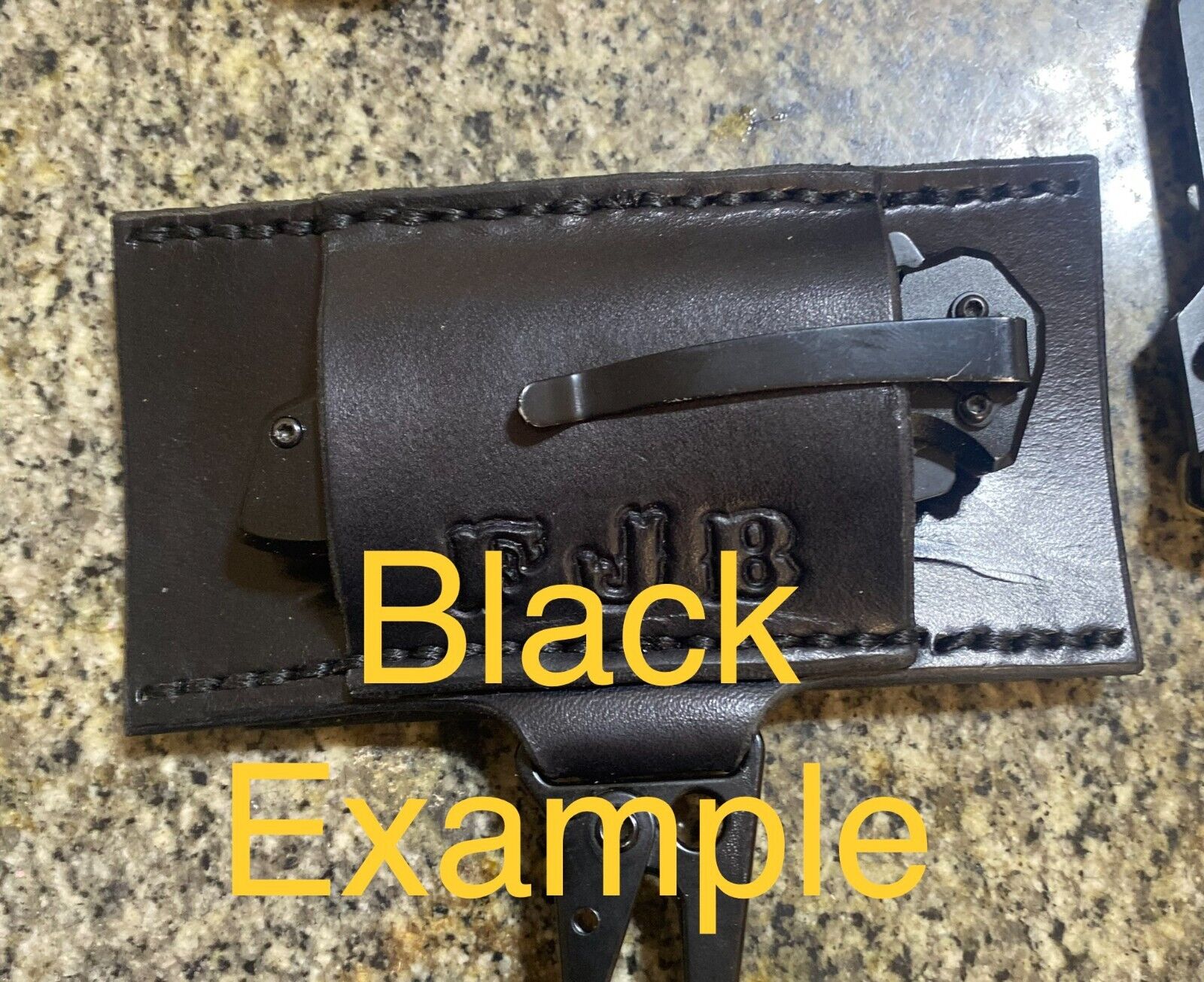 Personalized Leather Belt Loop Sheath For Clip  Folding Knife Horizontal EDC