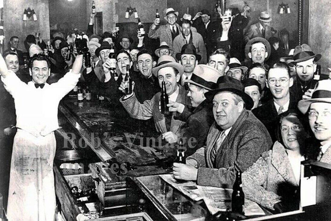 End Prohibition Over Speakeasy Tavern Bar Photo Men Ladies Beer party Depression