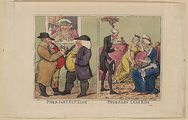 Pharoah's Fat Kine,Lean Kine,Obesity,England,France,1803,Isaac Cruikshank