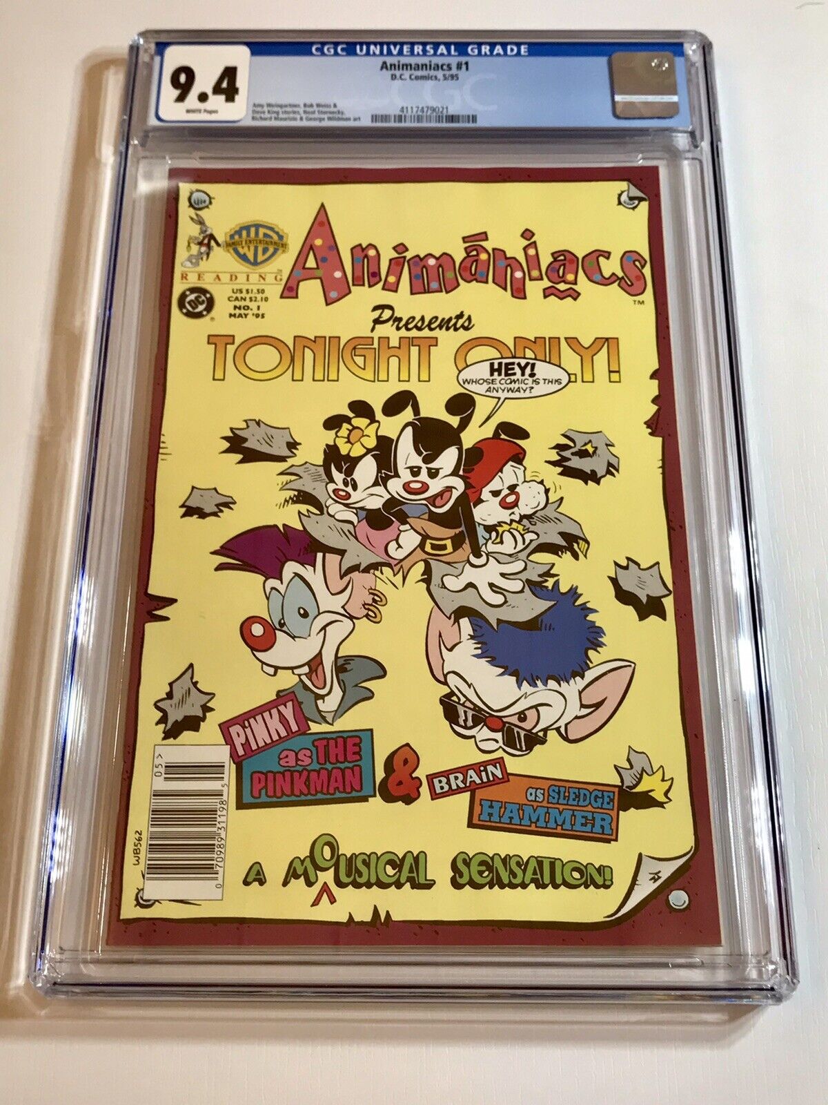 1995 DC WB ANIMANIACS #1 RARE NEWSSTAND Variant CGC 9.4 White Pages LOW CENSUS 7