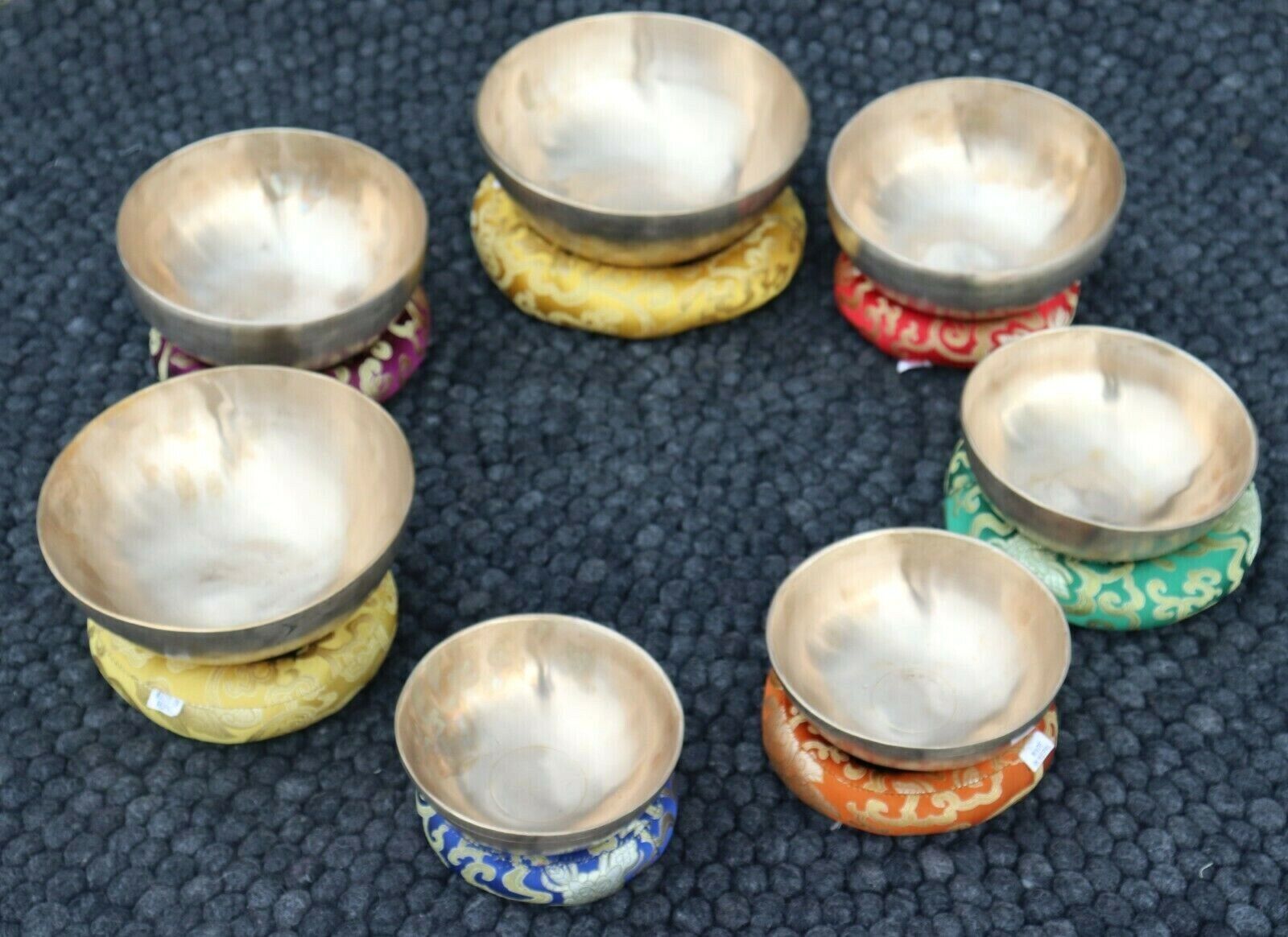 Set of 7 handmade singing bowls, Tibetan bowls for meditation, Chakra healing.