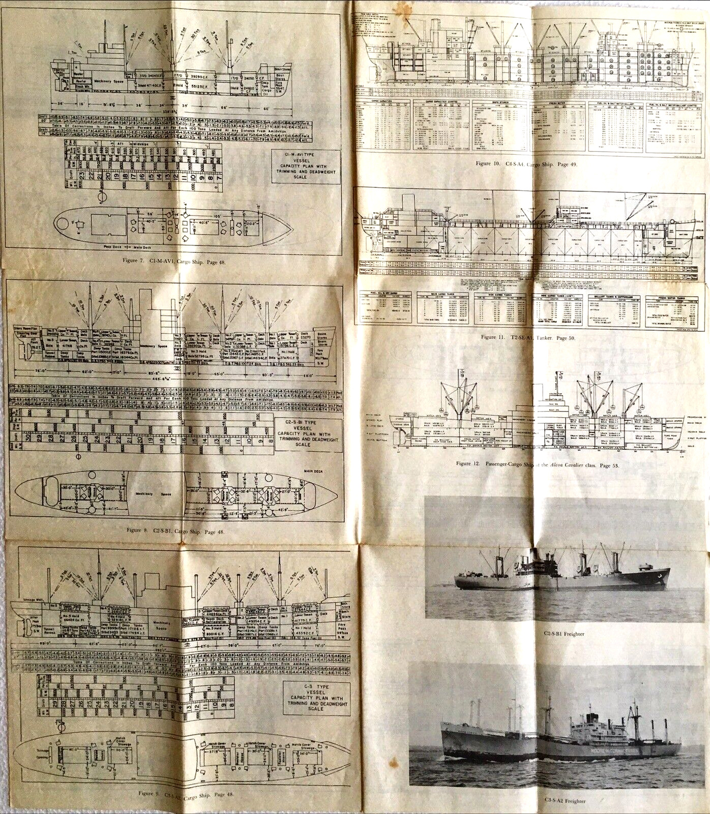 Ships Ocean Liner Freighter Schematics Vintage Estate Find 25 x 22