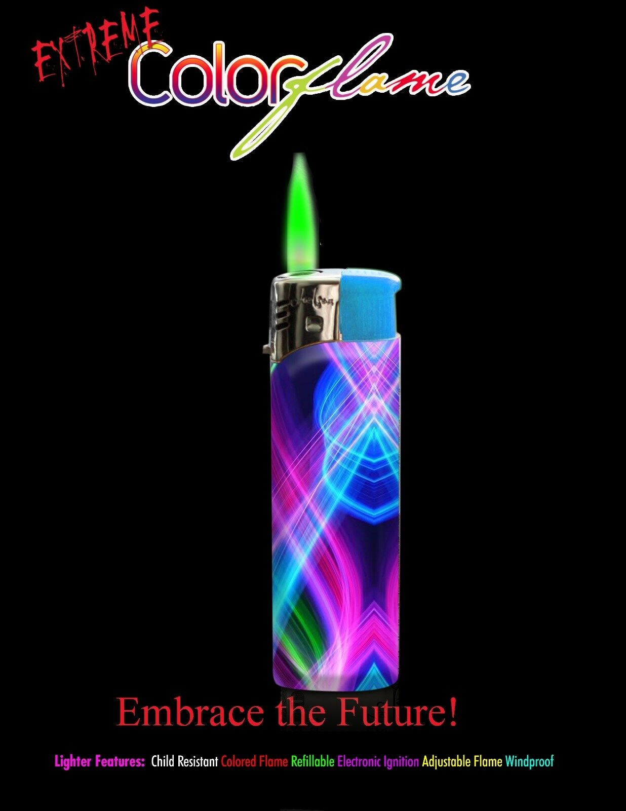 Color Flame Fire Butane Colorflame Colorful Torch Lighter Green Flame Swirl