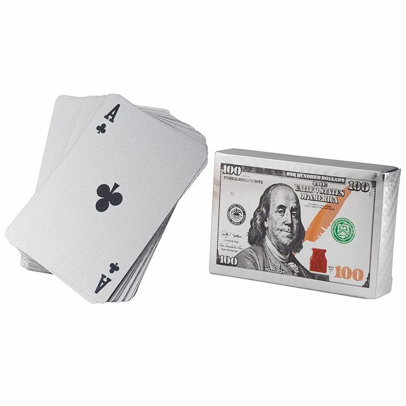 Waterproof Playing Cards, 2 Standard Decks of Silver Foil Plastic Poker Cards