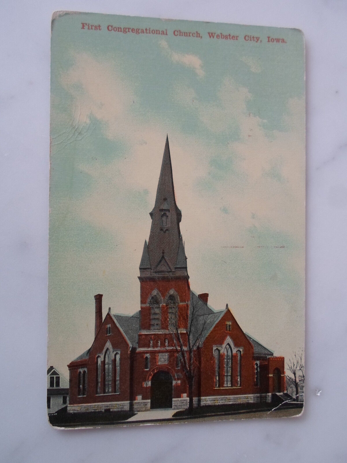 Webster City Ia Iowa-First Congregational Church, early postcard  