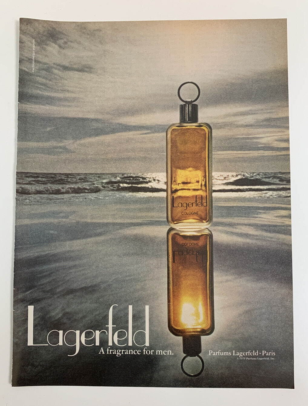 1979 Lagerfeld A Fragrance For Men Cologne Print Ad Original Vintage Karl Paris