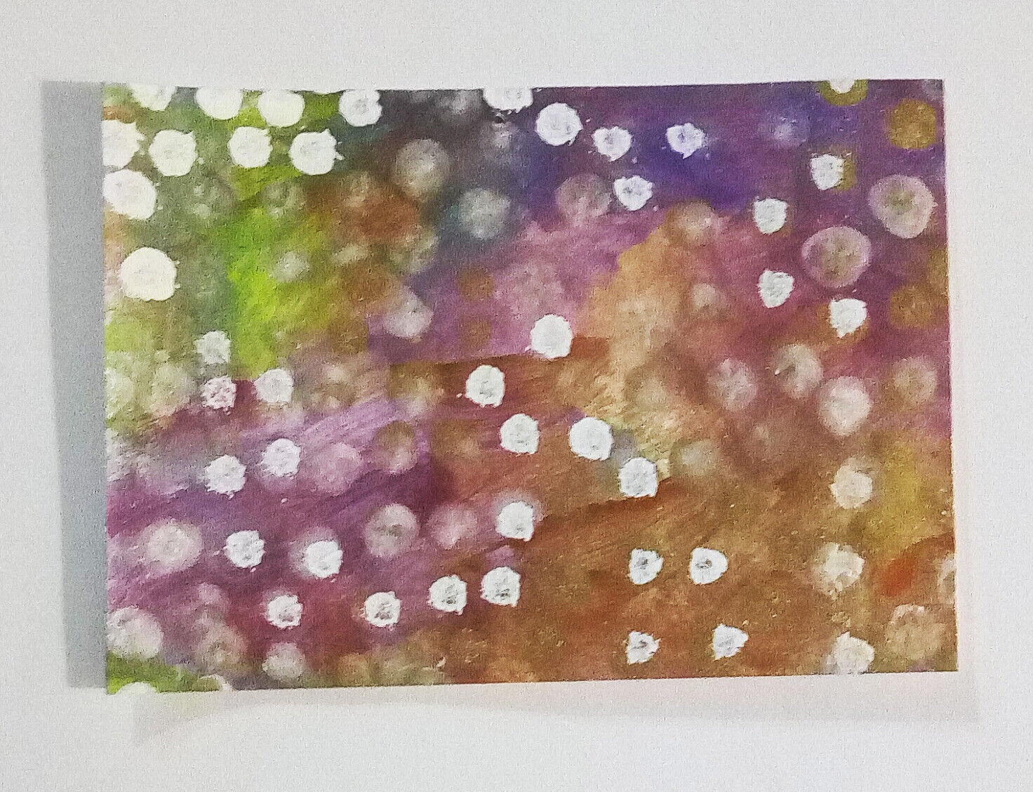 ACEO Dots Metallic Art Rainbow Purple Copper Pink Bokeh Signed abstract Colorful