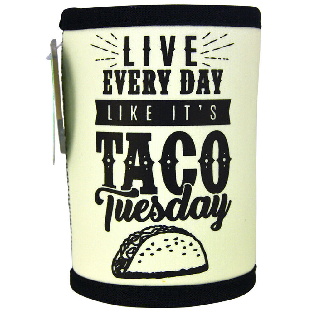 Glow-in-the-Dark Neoprene Insulated Can Cooler, Non-Skid Bottom - Taco Tuesday