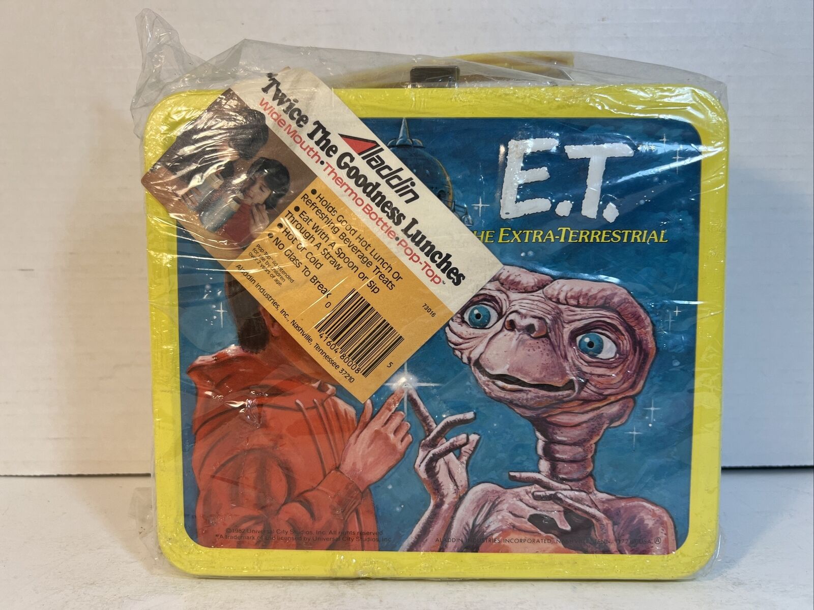VINTAGE E.T. THE EXTRA-TERRESTRIAL LUNCHBOX AND THERMOS - UNUSED WITH TAGS 1982