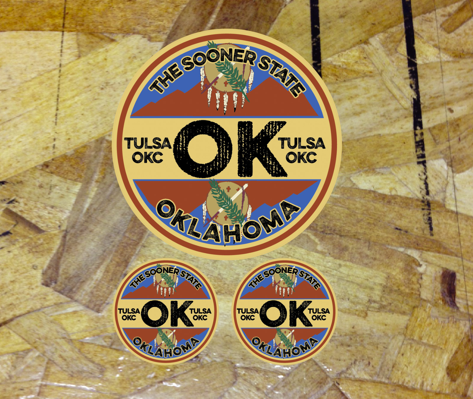 OK Oklahoma Sooner St Vintage Decal Sticker OKC Tulsa State Flag