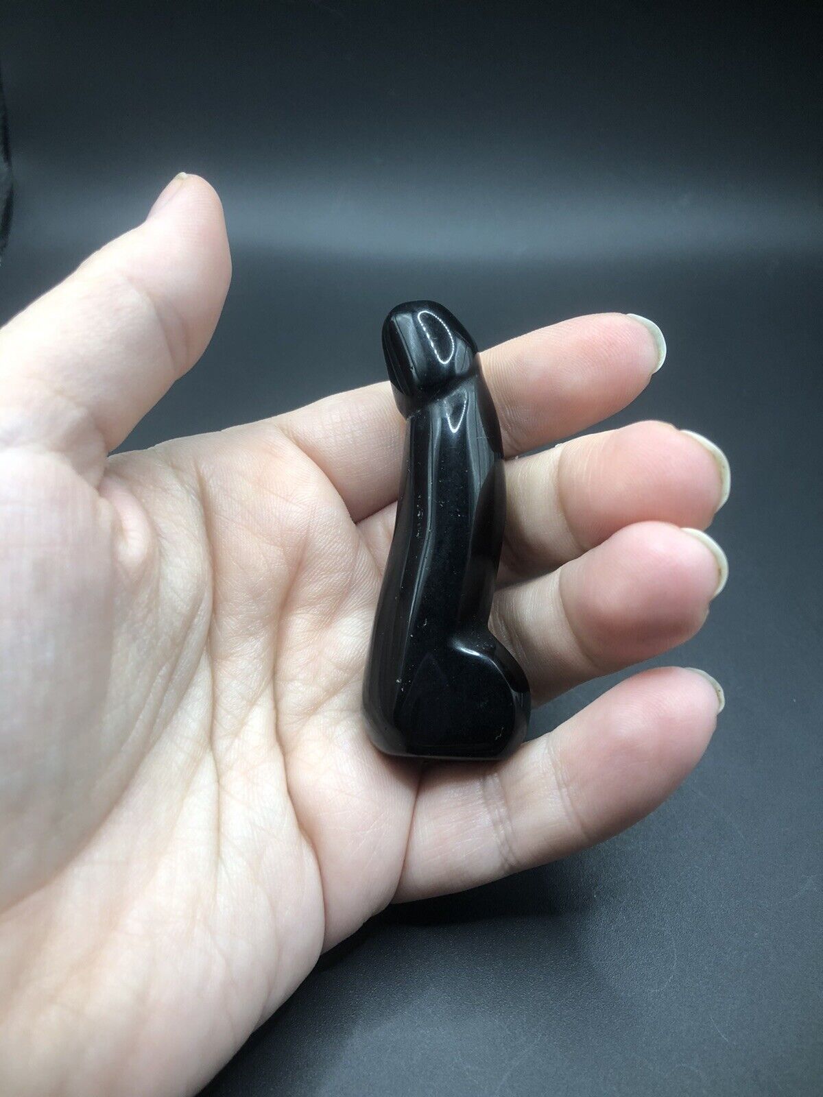 Obsidian Penis Carved Polished Stone Crystal Fertility 2 1/5 In