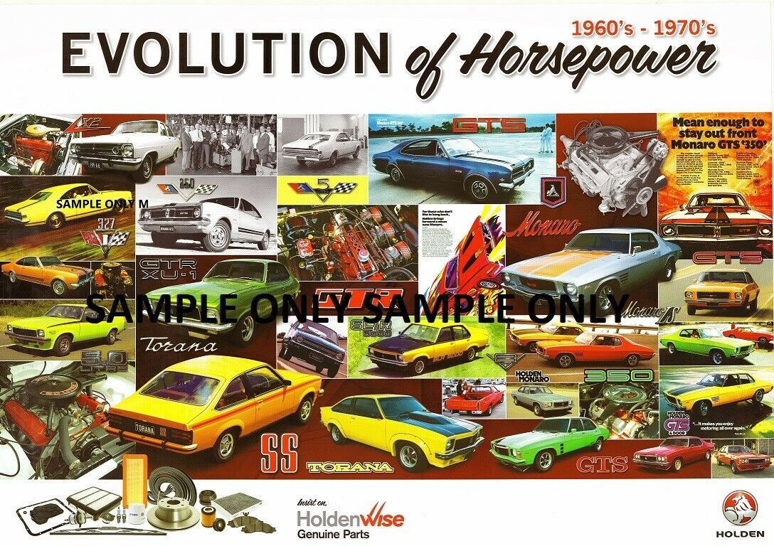 HOLDEN  MONARO TORANA COMMODORE  HSV HDT EVOLUTION OF HORSE POWER A3 Posters