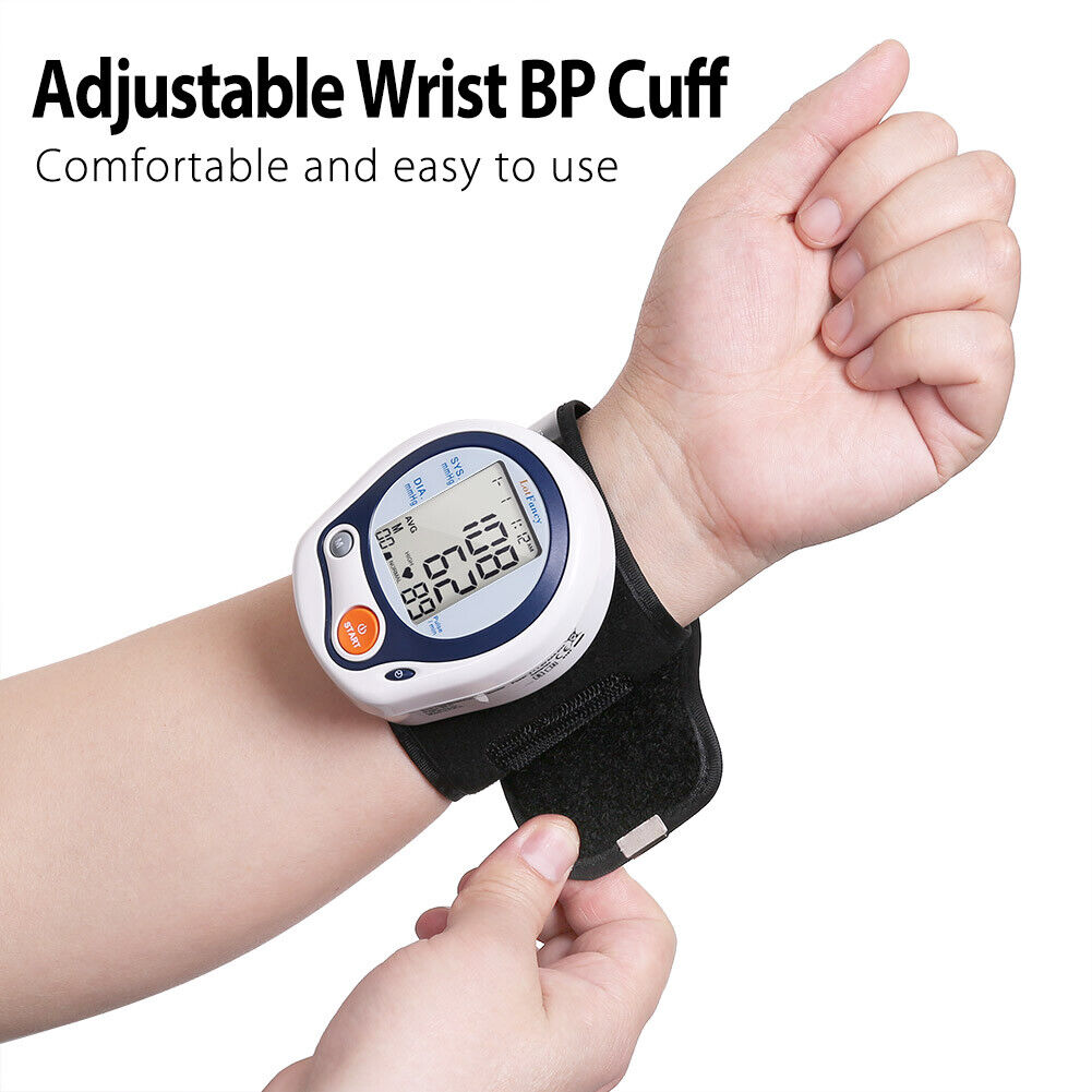 Automatic Wrist Blood Pressure Monitor BP Cuff Gauge Machine Tester with Memory