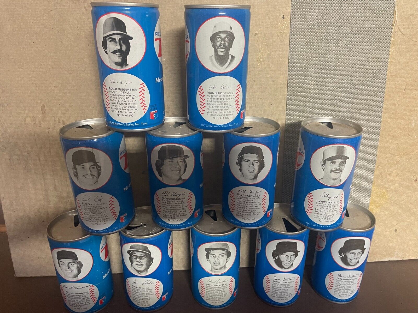 1978 HUGE RC MLB SERIES TWO LOT OF 11 CANS - PULL TOP SOLID CANS