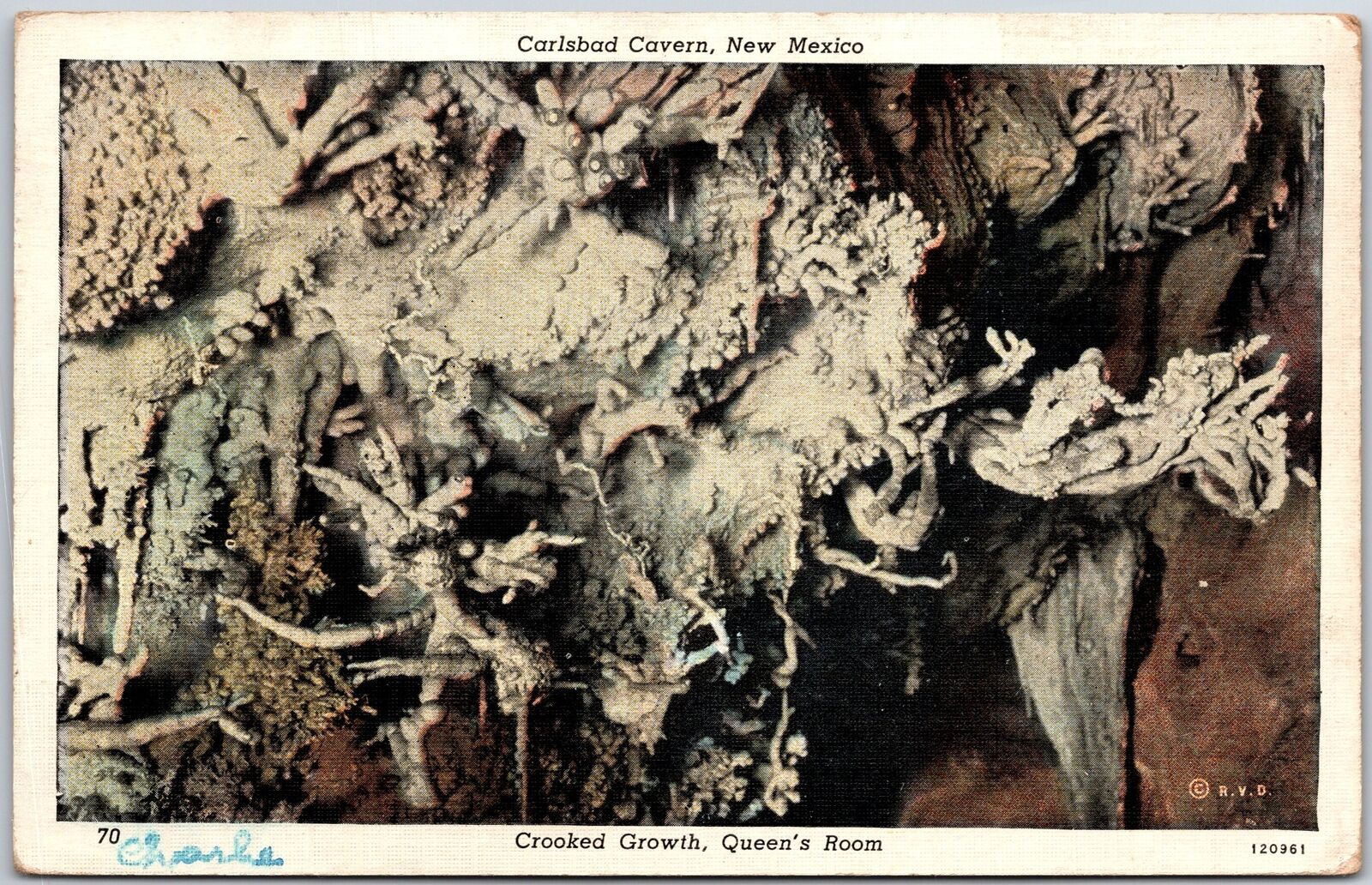1942 Carlsbad NM- New Mexico, Crooked Growth, Queen\'s Room, Cavern, Postcard