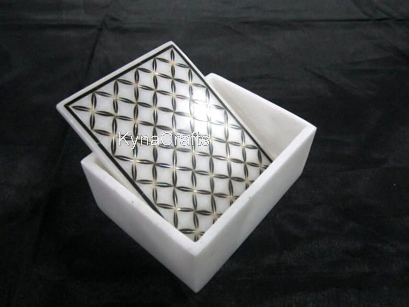 6 x 4 Inches Unique Pattern Inlay Work Jewelry Box Rectangle Marble Giftable Box
