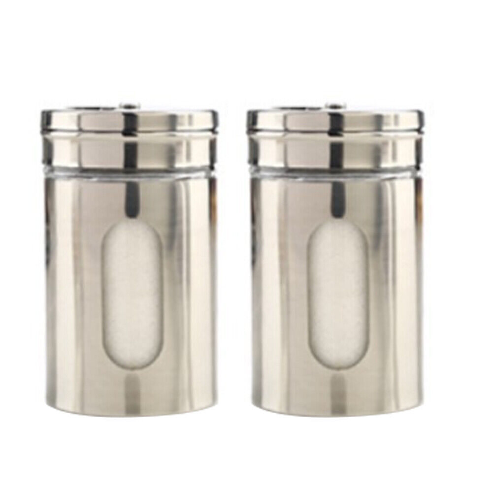 US 2-4 Pc Salt Pepper Shaker Stainless Steel Glass Set Elegant Design Adjustable