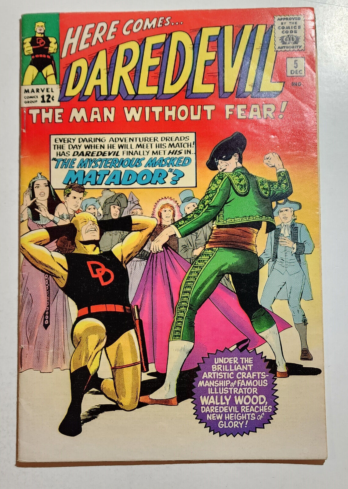 DAREDEVIL #5 1964 1st MATADOR, Stan Lee, Wally Wood, last Red & Yellow costume