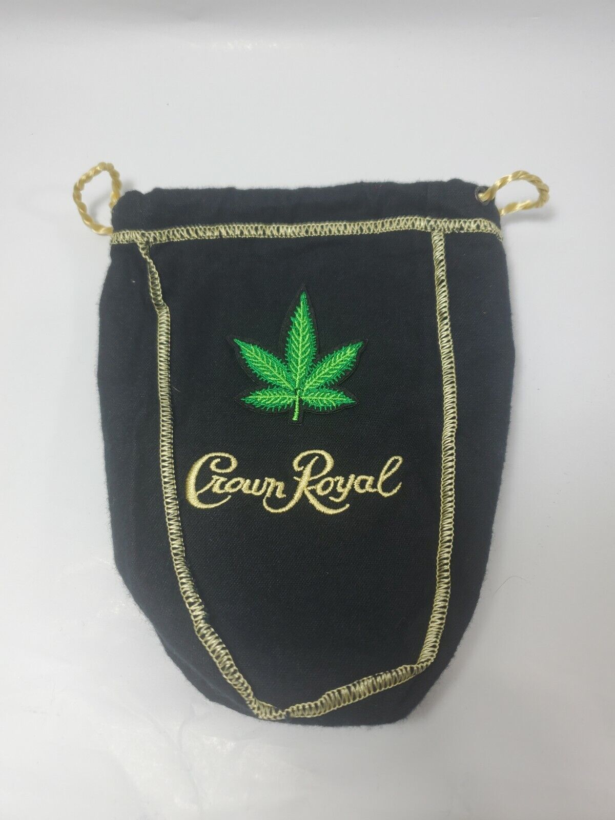 Custom Crown Royal Black Bag Small Pint 375ml  w Pot Leaf Marijuana Weed Patch