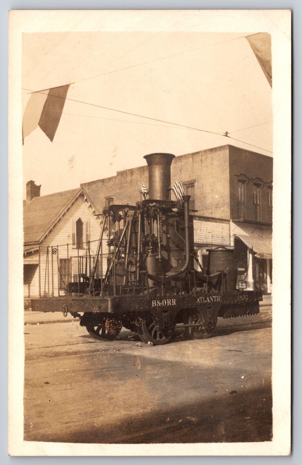 B&O Railroad 1832 Locomotive Atlantic Wheeling West Virginia? c1910 RPPC
