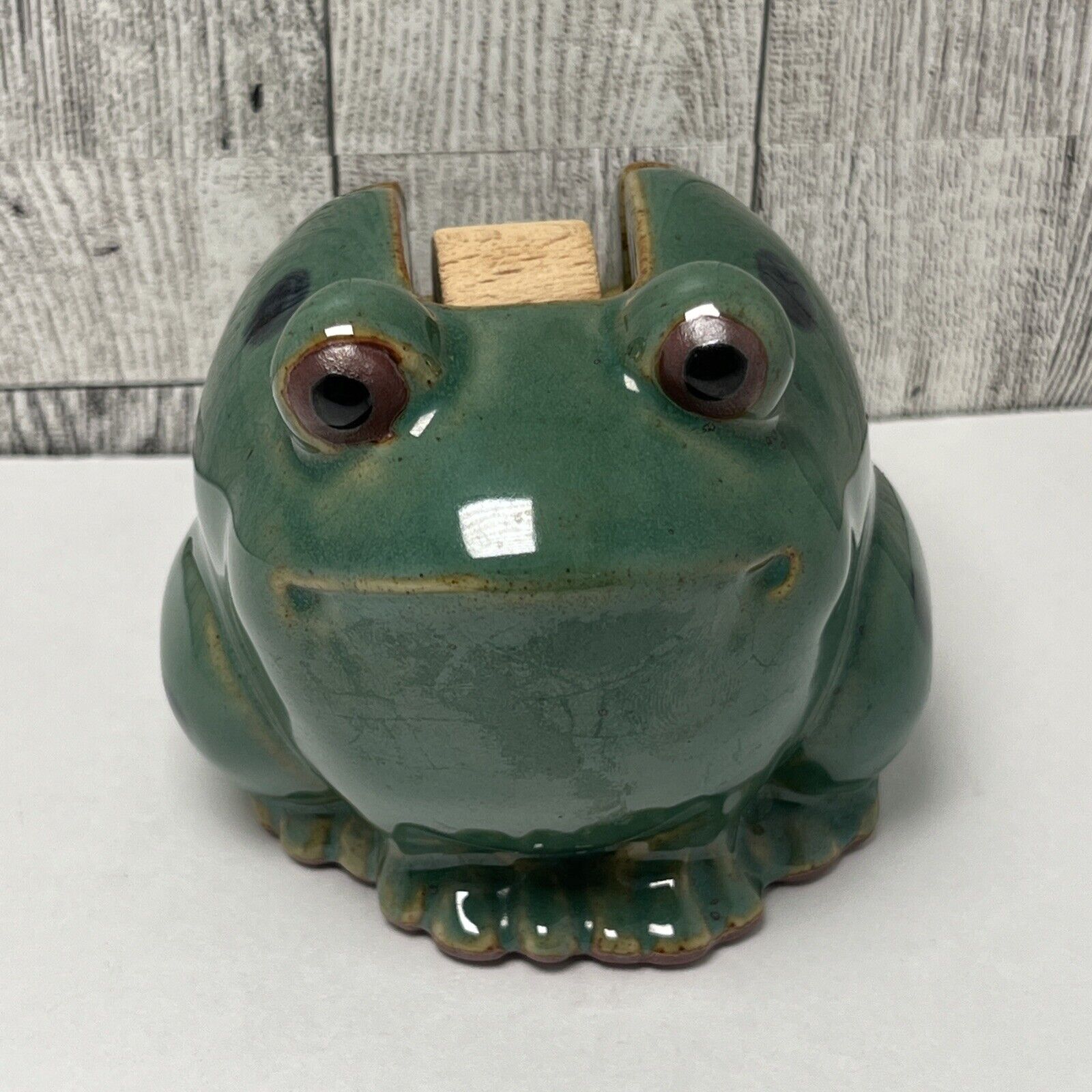 Vintage Retro Takahashi Frog Tape Dispenser Ceramic Pottery