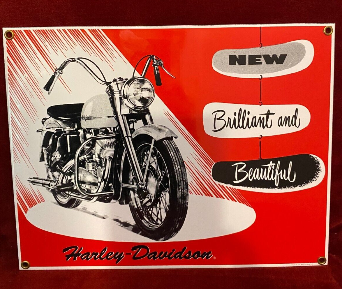 Vintage HARLEY DAVIDSON MOTORCYCLE  1952-K Mode Red & White  Metal sign 9\'\'x11\'\'