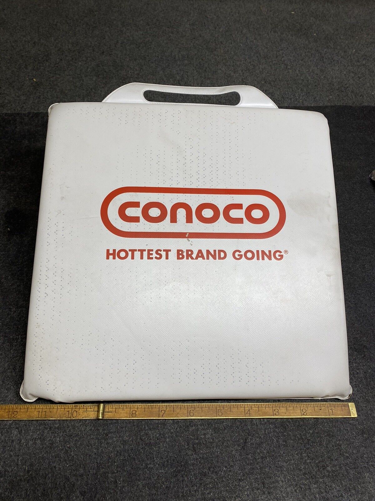 Vintage CONOCO Hottest Brand Going 12” X 11” Seat Cushion NASCAR Bleacher Seat