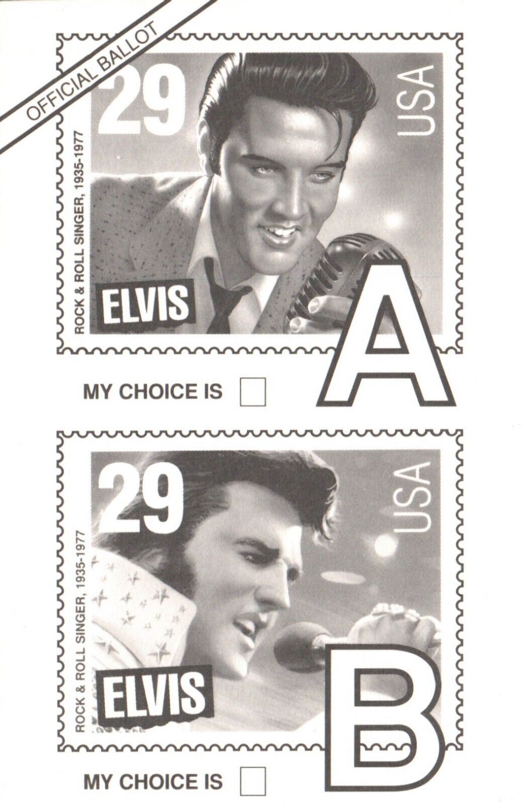 Postcard TN Choose Your Elvis Stamp Ballot 1992-93 Unposted Vintage PC G6393