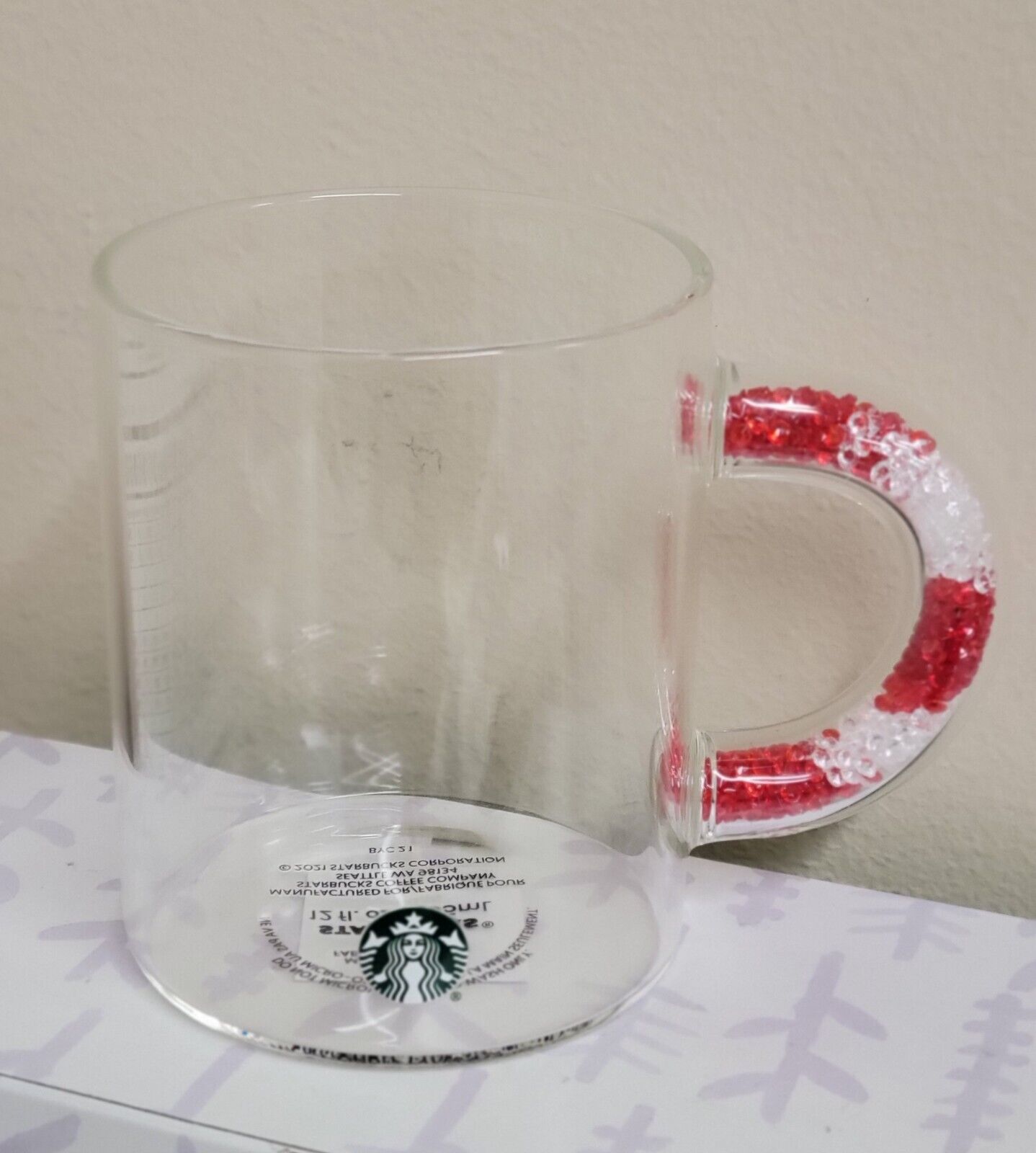 Starbucks 2021 Christmas Holiday Glass Clear Mug Candy Cane -  BRAND NEW