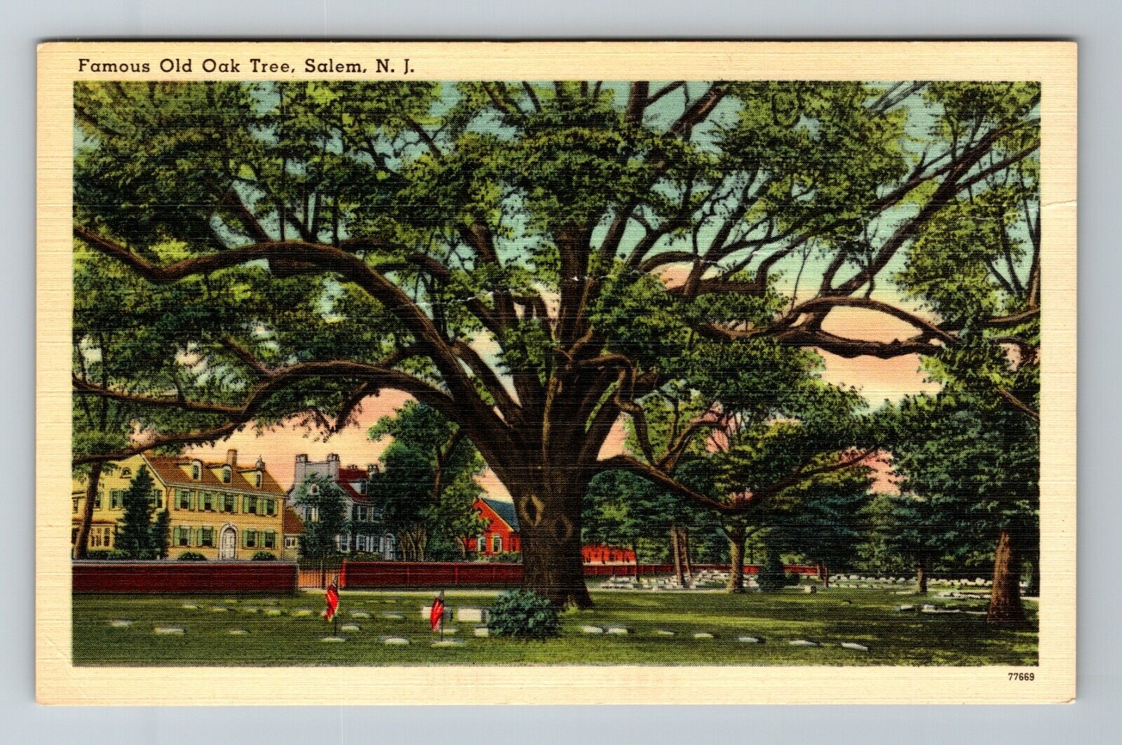 Salem NJ-New Jersey, Old Oak Tree Friends Burying Ground Vintage Postcard
