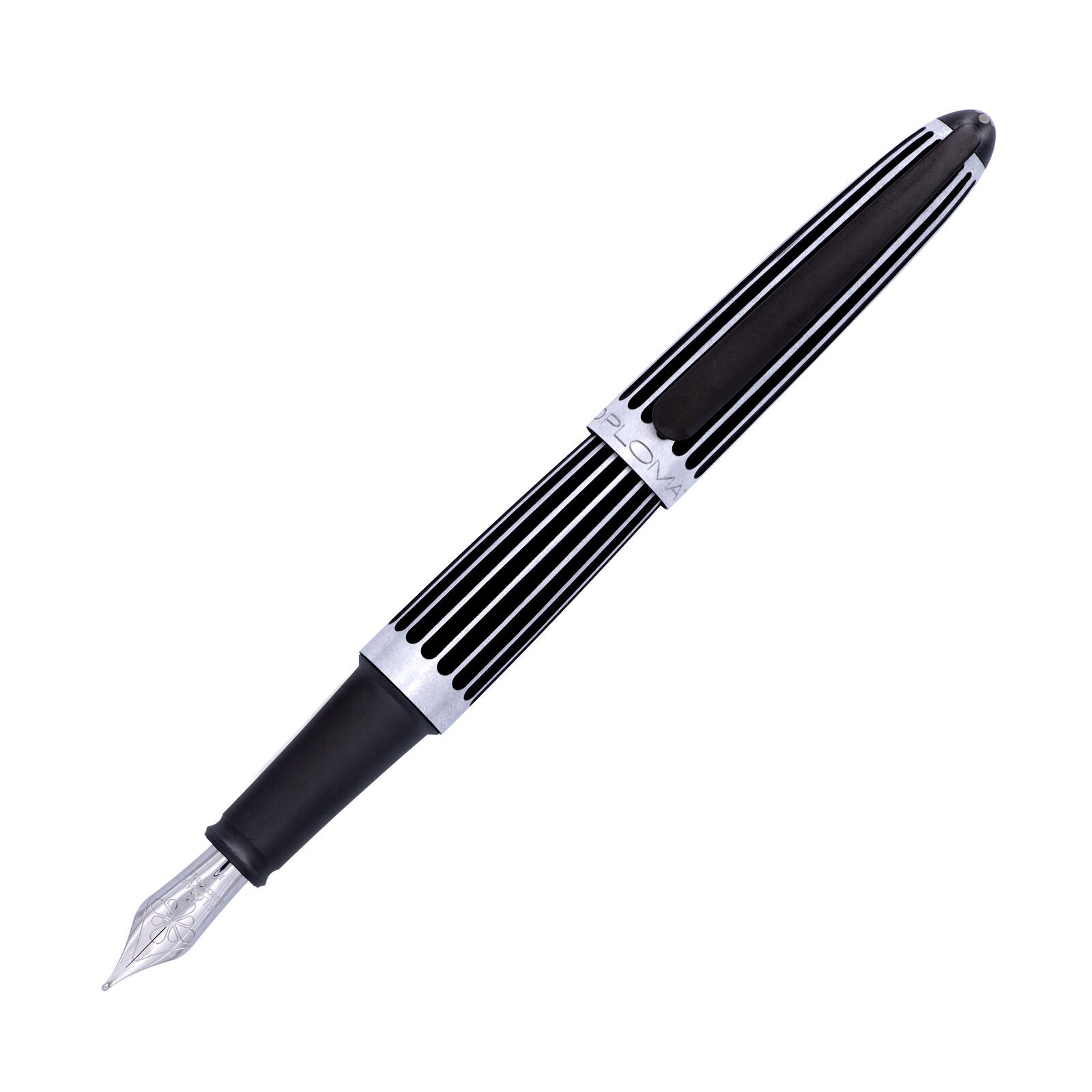 Diplomat Aero Fountain Pen in Stripes Black - Medium Point - NEW in Original Box