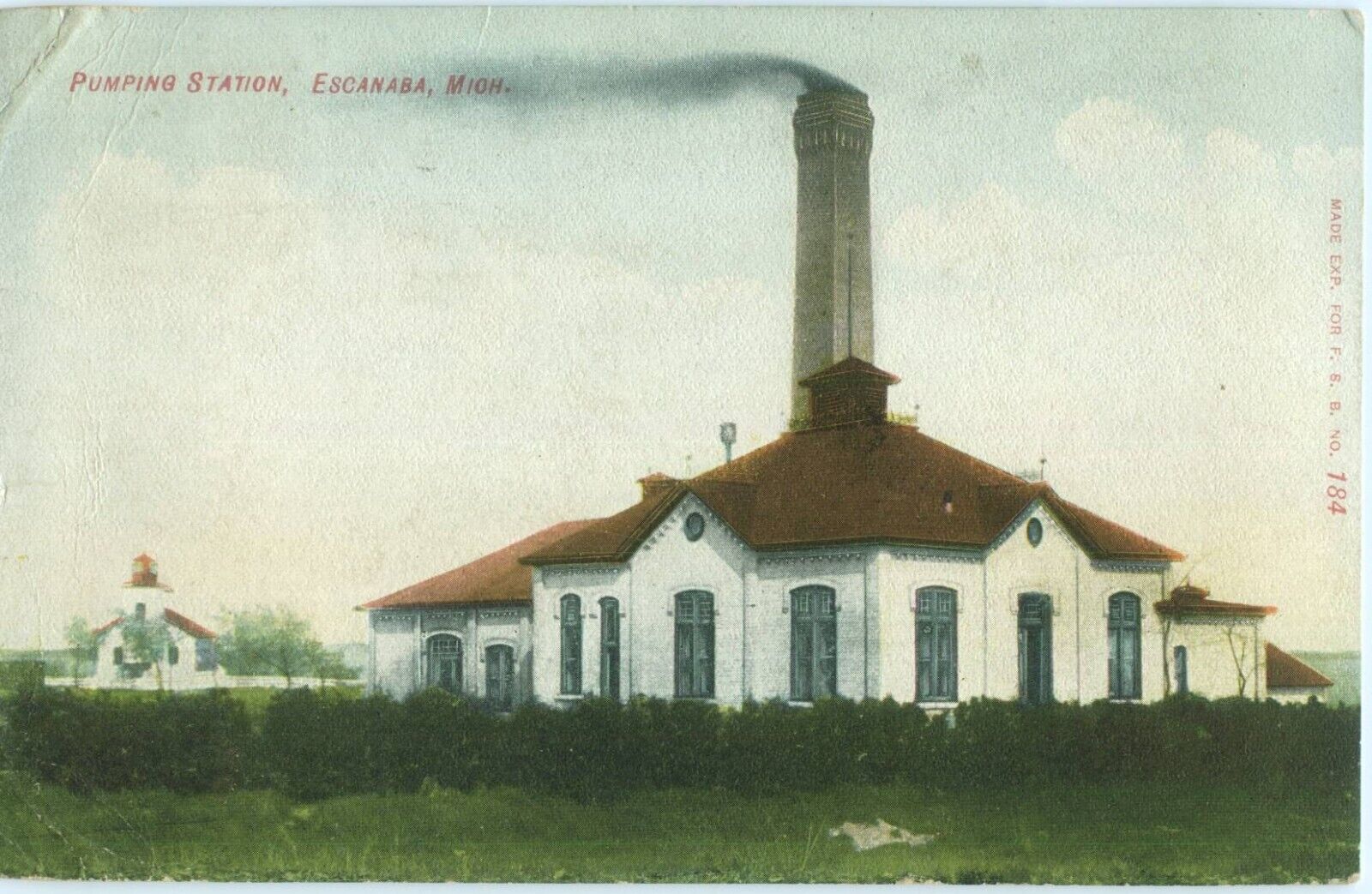 Pumping Station Escanaba Michigan USA Antique 1914 Postcard