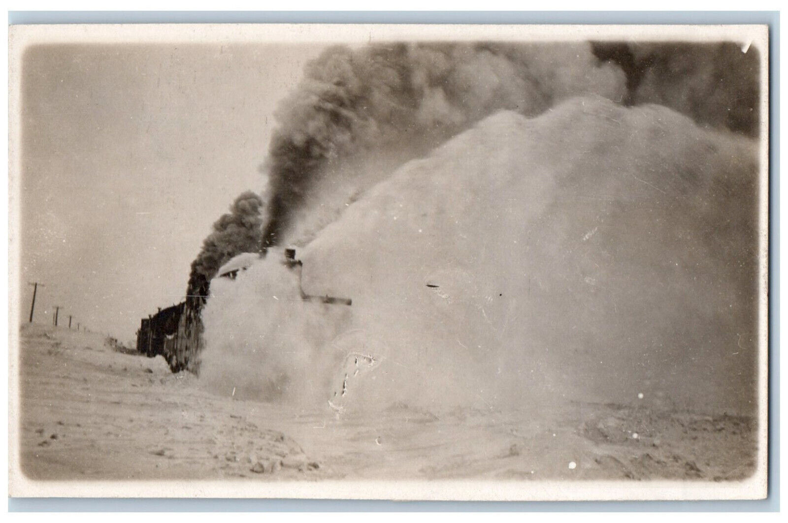 Postcard Locomotive Snow Plow Train 1917 Antique Unposted RPPC Photo