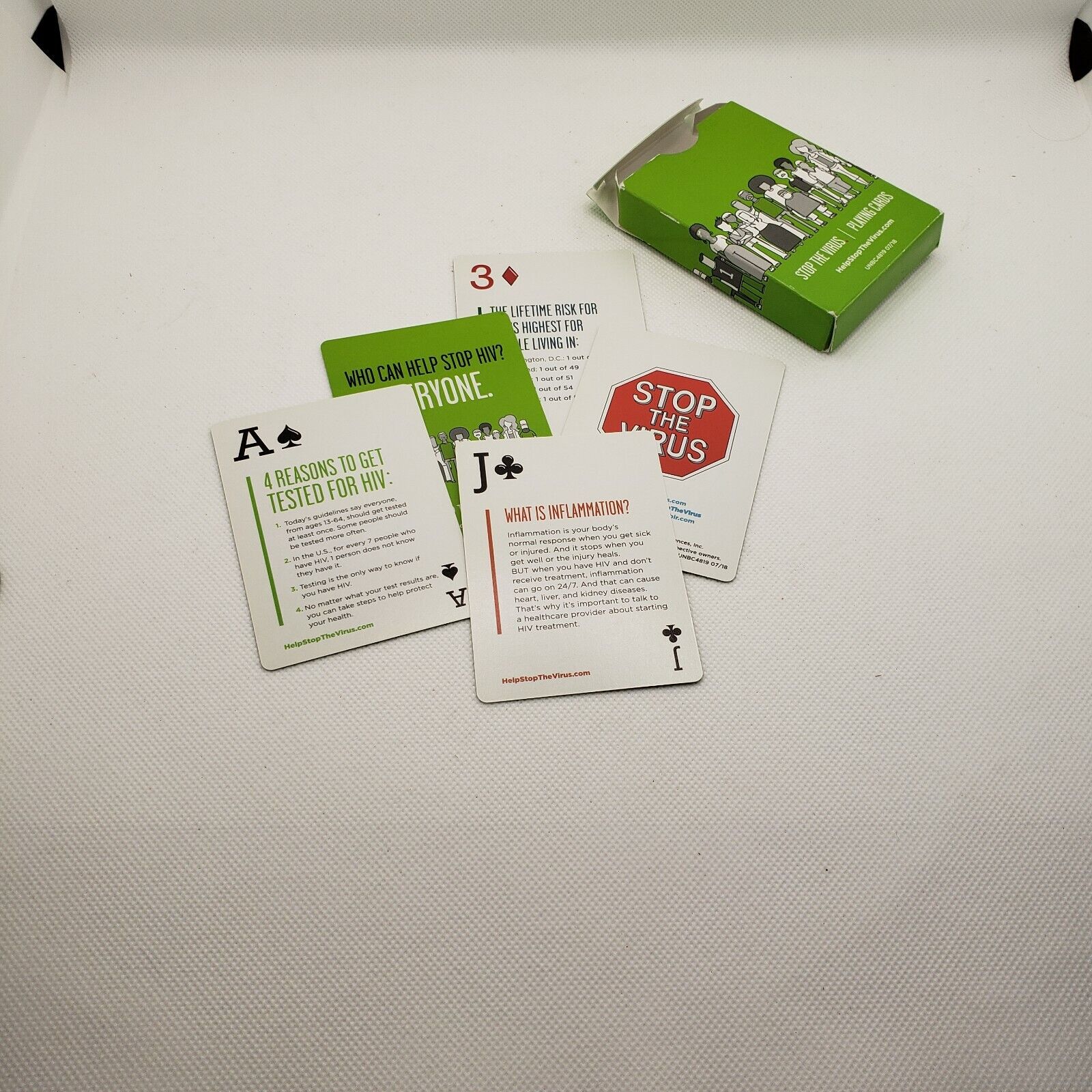 HTF - Deck Playing Cards - Stop Virus Help Stop HIV 54 Informational Poker Size