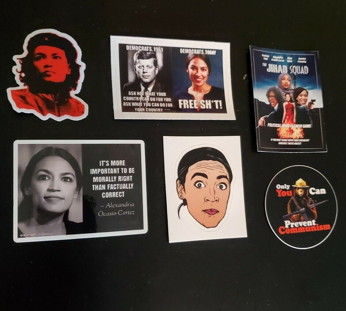 AOC A.O.C Funny Political Bumper Sticker Lot Of 6 Sexy JFK ANTI COMMUNISM 