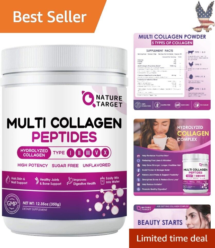 Premium Collagen Peptides - Type I, II, III, V, X - Skin Hair Nail & Joint