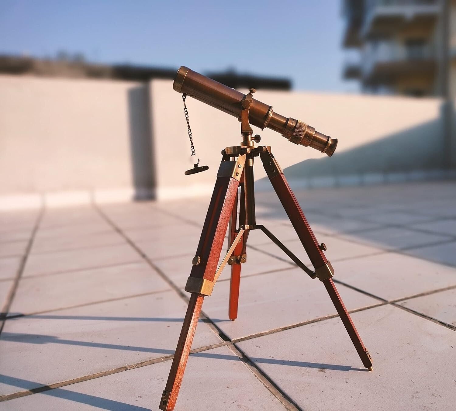 Vintage Brass Telescope on Tripod Stand use Lens Antique Desktop Brass Telescope